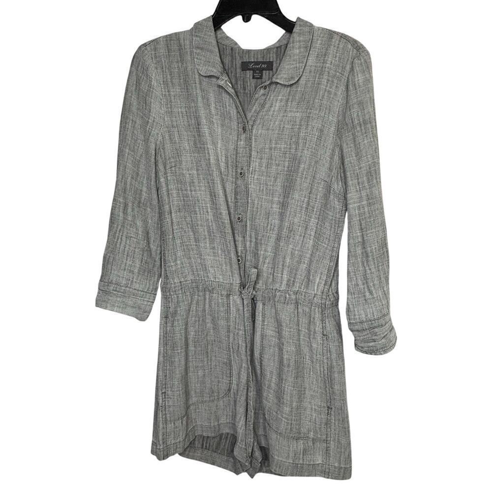 Level 99 Gray Linen Blend Women's Romper Outfit Size XS
